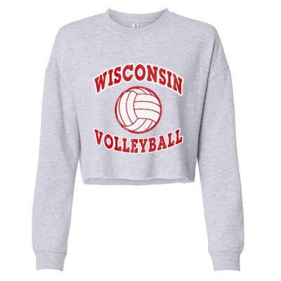 Wisconsin Volleyball Classic Style Vintage Distressed Meaningful Gift Cropped Pullover Crew