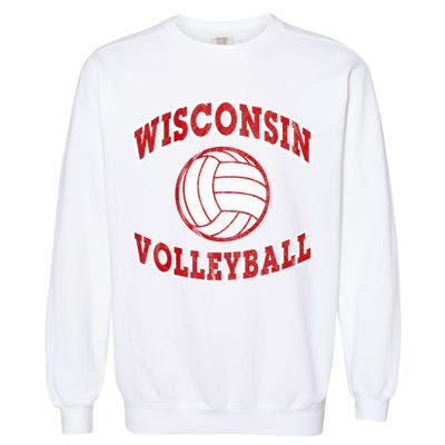 Wisconsin Volleyball Classic Style Vintage Distressed Meaningful Gift Garment-Dyed Sweatshirt