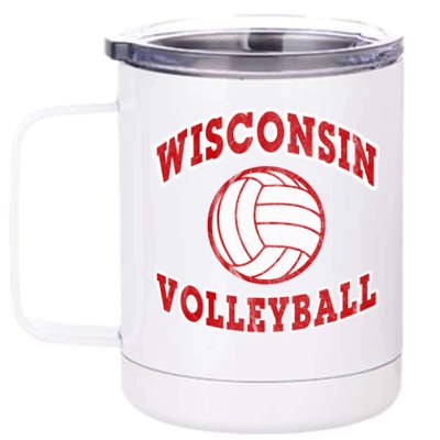 Wisconsin Volleyball Classic Style Vintage Distressed Meaningful Gift 12 oz Stainless Steel Tumbler Cup