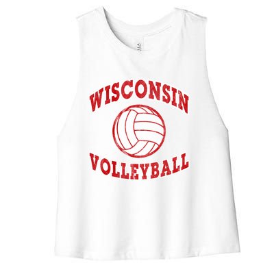 Wisconsin Volleyball Classic Style Vintage Distressed Meaningful Gift Women's Racerback Cropped Tank