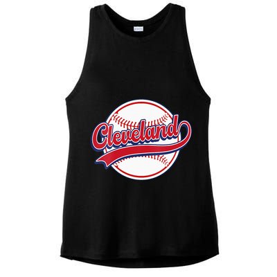 Womens Vintage Cleveland Cityscape Baseball Lover Player And Fans Ladies PosiCharge Tri-Blend Wicking Tank