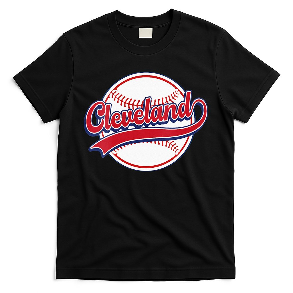 Womens Vintage Cleveland Cityscape Baseball Lover Player And Fans T-Shirt