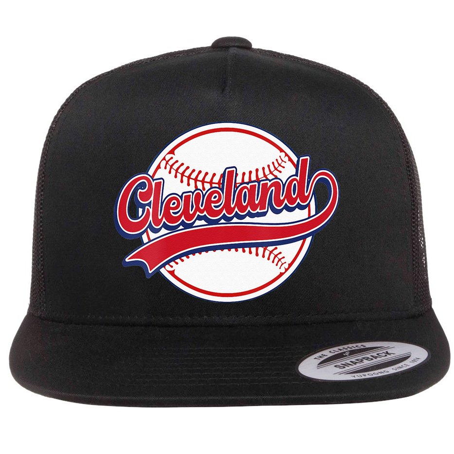 Womens Vintage Cleveland Cityscape Baseball Lover Player And Fans Flat Bill Trucker Hat