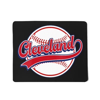 Womens Vintage Cleveland Cityscape Baseball Lover Player And Fans Mousepad