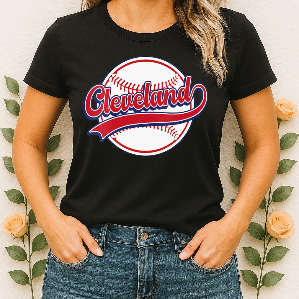 Womens Vintage Cleveland Cityscape Baseball Lover Player And Fans Womens T-Shirt