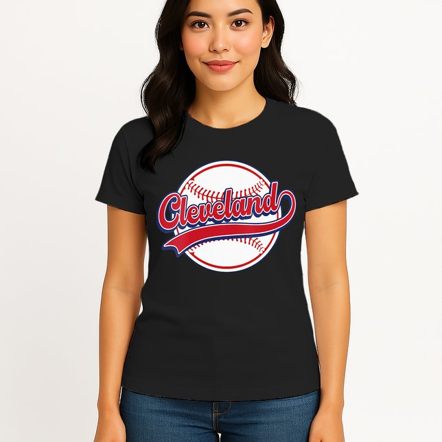 Womens Vintage Cleveland Cityscape Baseball Lover Player And Fans Womens T-Shirt