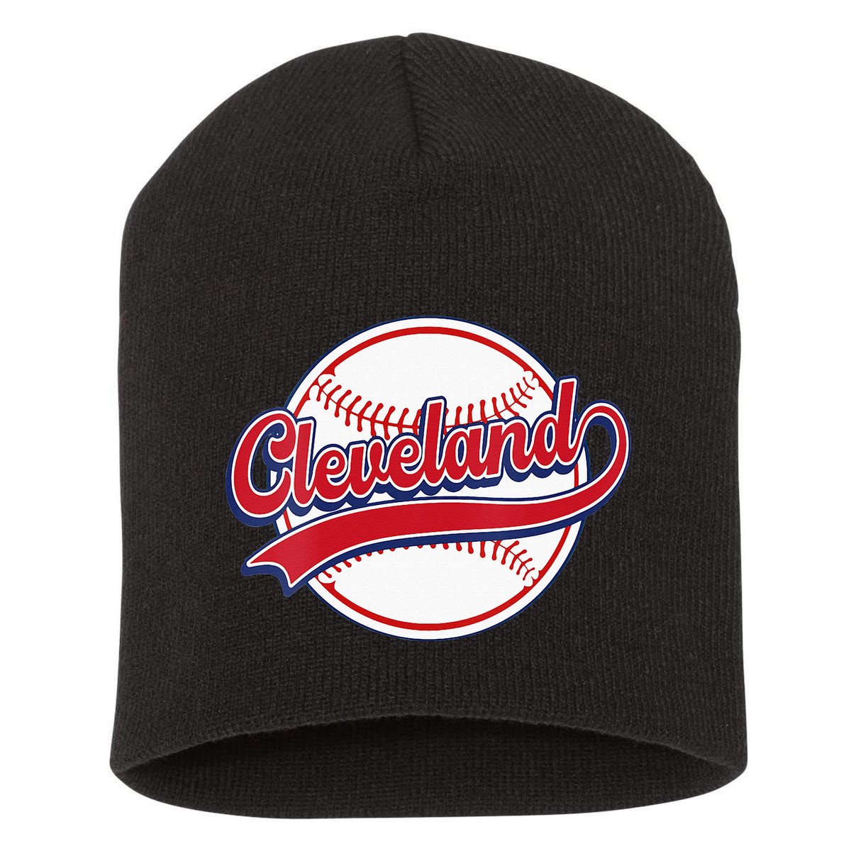 Womens Vintage Cleveland Cityscape Baseball Lover Player And Fans Short Acrylic Beanie