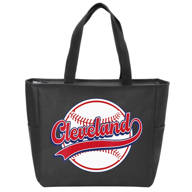Womens Vintage Cleveland Cityscape Baseball Lover Player And Fans Zip Tote Bag