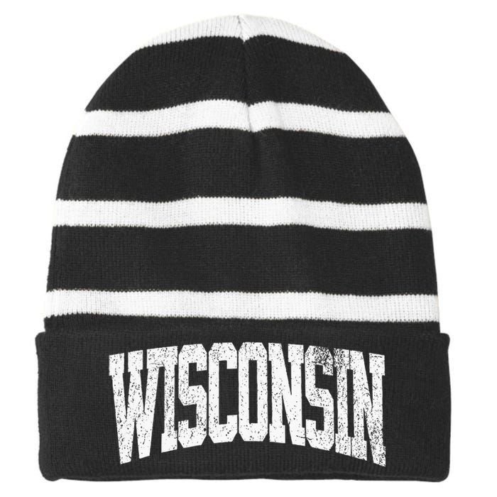 Wisconsin Vintage City Striped Beanie with Solid Band