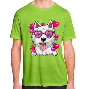 Westie Valentines Day Heart Glasses Funny Dog Lover Gift Adult ChromaSoft Performance T-Shirt