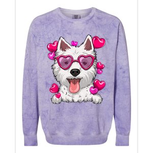 Westie Valentines Day Heart Glasses Funny Dog Lover Gift Colorblast Crewneck Sweatshirt