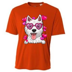 Westie Valentines Day Heart Glasses Funny Dog Lover Gift Cooling Performance Crew T-Shirt