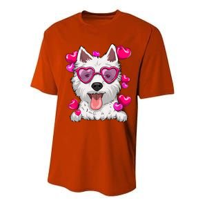 Westie Valentines Day Heart Glasses Funny Dog Lover Gift Performance Sprint T-Shirt