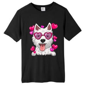 Westie Valentines Day Heart Glasses Funny Dog Lover Gift Tall Fusion ChromaSoft Performance T-Shirt