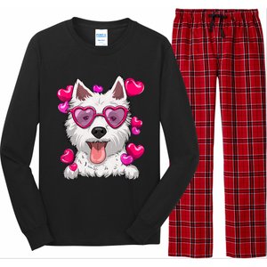 Westie Valentines Day Heart Glasses Funny Dog Lover Gift Long Sleeve Pajama Set