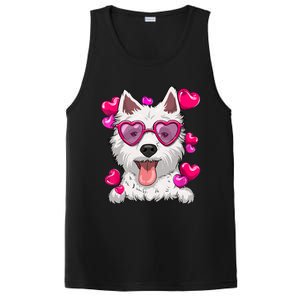 Westie Valentines Day Heart Glasses Funny Dog Lover Gift PosiCharge Competitor Tank