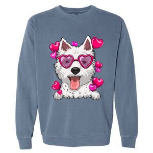 Westie Valentines Day Heart Glasses Funny Dog Lover Gift Garment-Dyed Sweatshirt