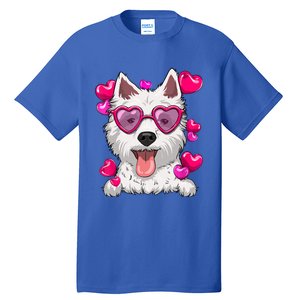 Westie Valentines Day Heart Glasses Funny Dog Lover Gift Tall T-Shirt