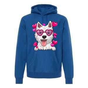 Westie Valentines Day Heart Glasses Funny Dog Lover Gift Premium Hoodie