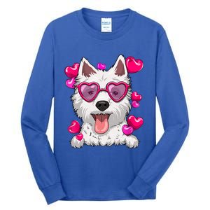 Westie Valentines Day Heart Glasses Funny Dog Lover Gift Tall Long Sleeve T-Shirt