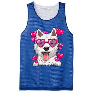 Westie Valentines Day Heart Glasses Funny Dog Lover Gift Mesh Reversible Basketball Jersey Tank