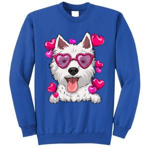 Westie Valentines Day Heart Glasses Funny Dog Lover Gift Tall Sweatshirt