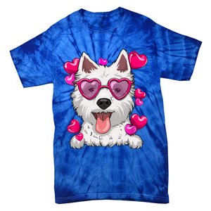 Westie Valentines Day Heart Glasses Funny Dog Lover Gift Tie-Dye T-Shirt