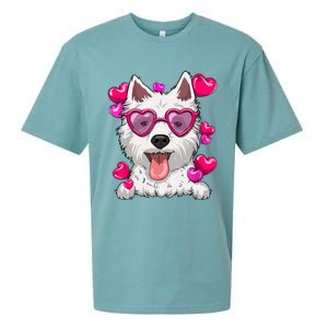 Westie Valentines Day Heart Glasses Funny Dog Lover Gift Sueded Cloud Jersey T-Shirt