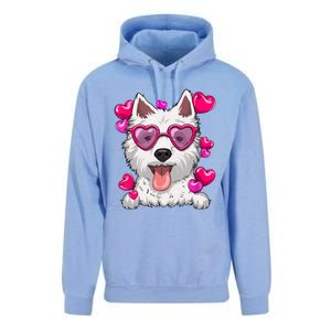 Westie Valentines Day Heart Glasses Funny Dog Lover Gift Unisex Surf Hoodie