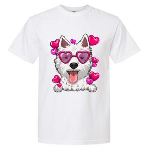 Westie Valentines Day Heart Glasses Funny Dog Lover Gift Garment-Dyed Heavyweight T-Shirt