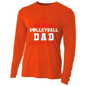 Warning Volleyball Dad Great Gift Cooling Performance Long Sleeve Crew