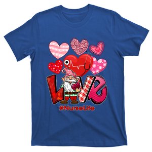 Wo Valentines Day Love Nurse Scrubs Nursing Lucky Gnomes Gift T-Shirt