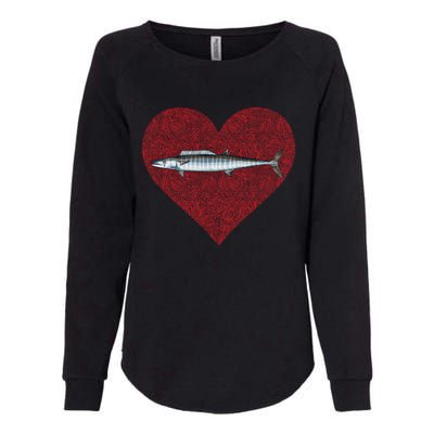 Wahoo Valentines Day Fish Love Fingerprint Gift Womens California Wash Sweatshirt