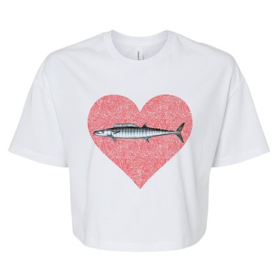 Wahoo Valentines Day Fish Love Fingerprint Gift Bella+Canvas Jersey Crop Tee