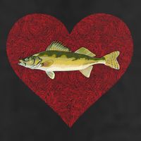 Walleye Valentines Day Fish Love Fingerprint Great Gift 7 Panel Mesh Trucker Snapback Hat