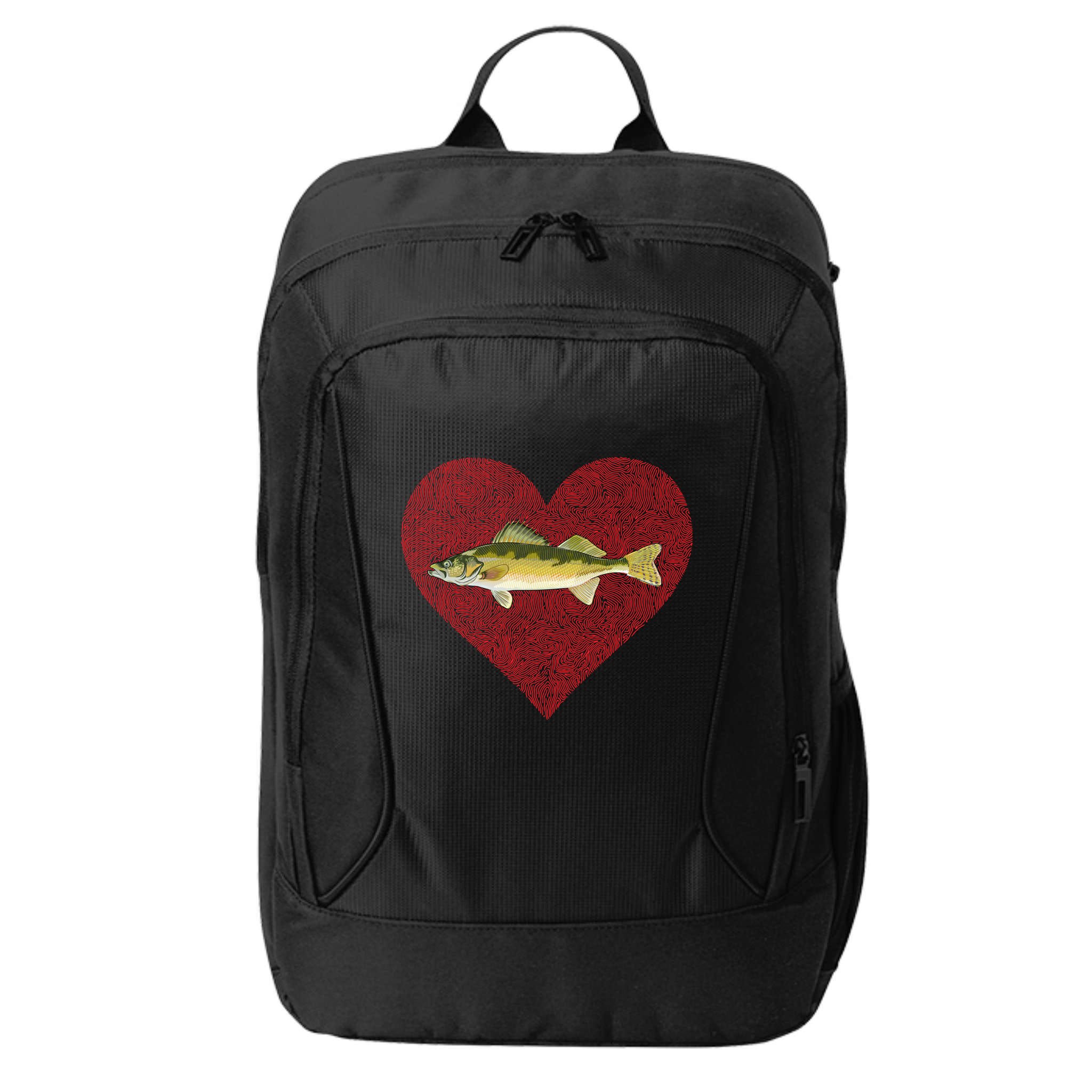Walleye Valentines Day Fish Love Fingerprint Great Gift City Backpack