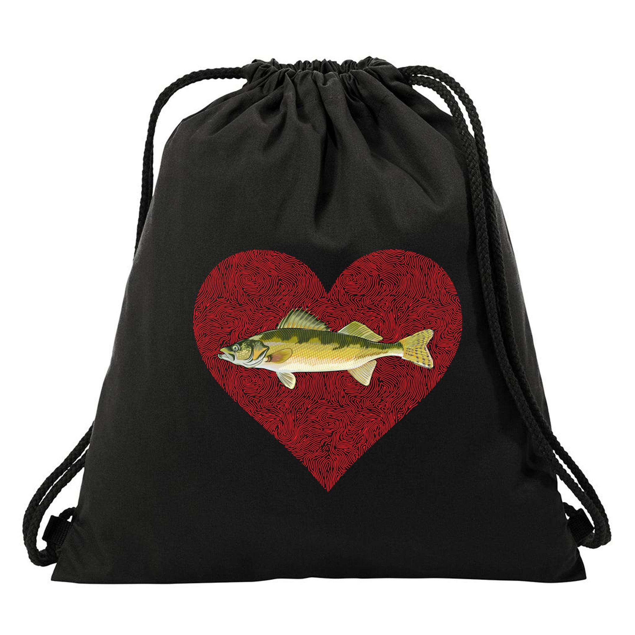 Walleye Valentines Day Fish Love Fingerprint Great Gift Drawstring Bag