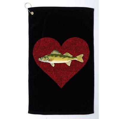 Walleye Valentines Day Fish Love Fingerprint Great Gift Golf Towel