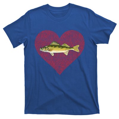 Walleye Valentines Day Fish Love Fingerprint Great Gift T-Shirt