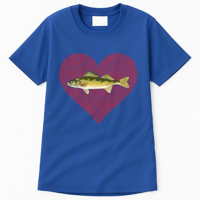 Walleye Valentines Day Fish Love Fingerprint Great Gift Tall T-Shirt
