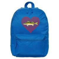 Walleye Valentines Day Fish Love Fingerprint Great Gift 16 in Basic Backpack