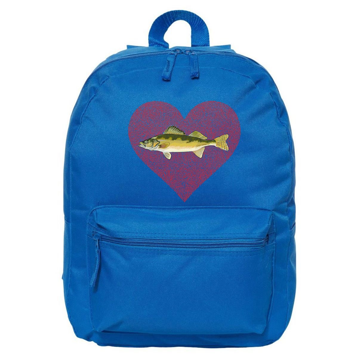 Walleye Valentines Day Fish Love Fingerprint Great Gift 16 in Basic Backpack