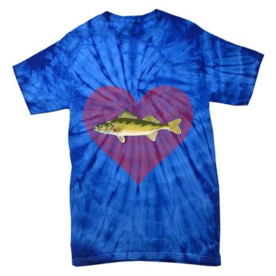 Walleye Valentines Day Fish Love Fingerprint Great Gift Tie-Dye T-Shirt