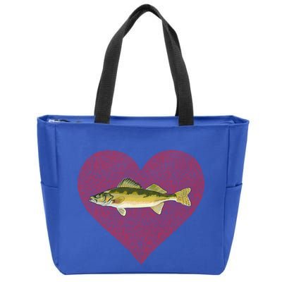 Walleye Valentines Day Fish Love Fingerprint Great Gift Zip Tote Bag