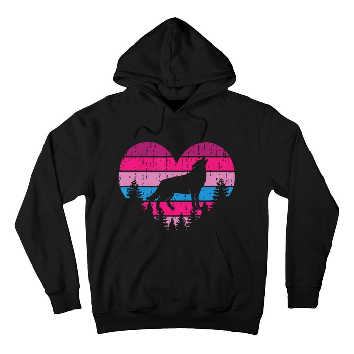 Wolf Valentines Day Vintage Cute Loves Wolves Hoodie