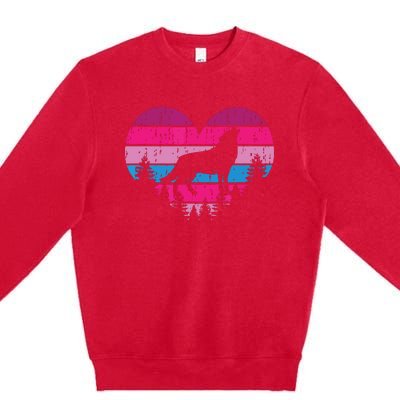 Wolf Valentines Day Vintage Cute Loves Wolves Premium Crewneck Sweatshirt