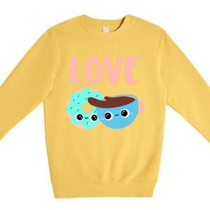 Wo Valentines Day Gift Coffee Donuts Valentines Day Gift Premium Crewneck Sweatshirt