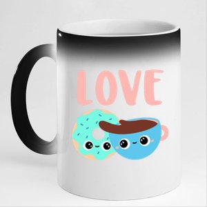 Wo Valentines Day Gift Coffee Donuts Valentines Day Gift 11oz Black Color Changing Mug