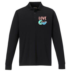 Wo Valentines Day Gift Coffee Donuts Valentines Day Gift Performance Long Sleeve Polo