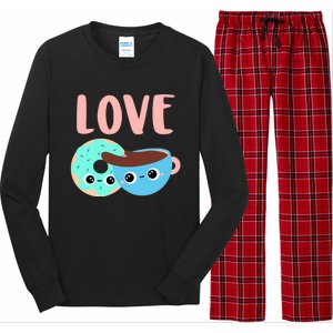 Wo Valentines Day Gift Coffee Donuts Valentines Day Gift Long Sleeve Pajama Set